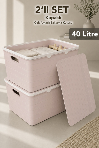 Meleni Home Cutie decorativă de depozitare cu 2 compartimente - Organizator p...