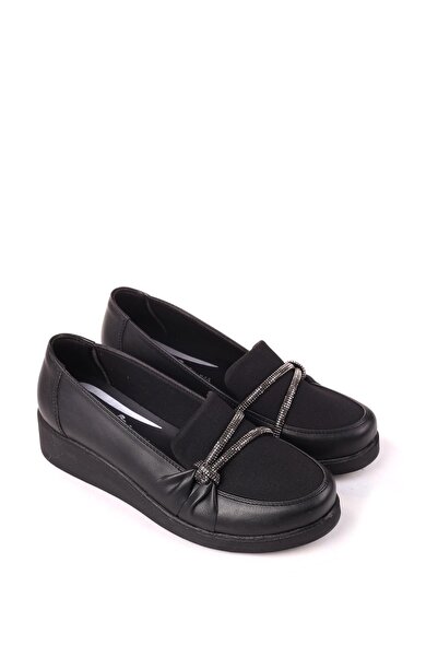 Papuçsepeti Shoe Basket 4533 Women's Wedge Heel Shoes with Stone Detail
