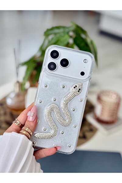 Go Aksesuar Iphone 17 Promax Uyumlu 3D TAŞ YILAN Oyuncak Tasarımlı Silikon Kılıf