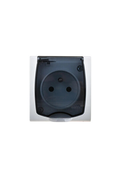 OSPEL MADERA Priză etanșă unică cu clapetă IP44 alb transparent (GnH-1Nzd)