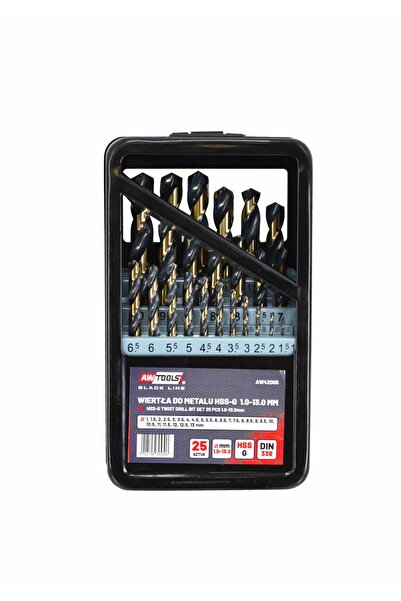 AwTools Set burghie metalice, AW42005, HSS M2, 1.0 - 13.0 mm, 25 bucăți