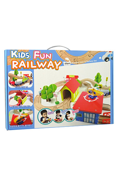 LeanToys Cale ferată de mașini, mașini, copaci, clădiri, elicopter (9835-uniw)