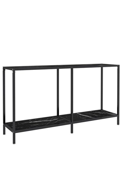 vidaxl Masă consolă, neagră, 140 x 35 x 75.5 cm, sticlă securizată