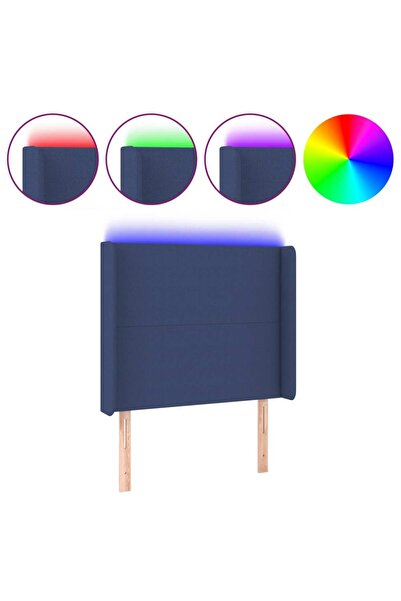 vidaxl Tăblie de pat cu LED, albastru, 93x16x118/128 cm, textil