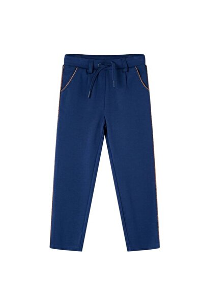 vidaxl Pantaloni pentru copii cu șnur, bleumarin, 128