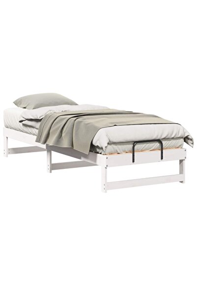 vidaxl Cadru de pat Alb 90 x 210 cm Lemn de pin masiv