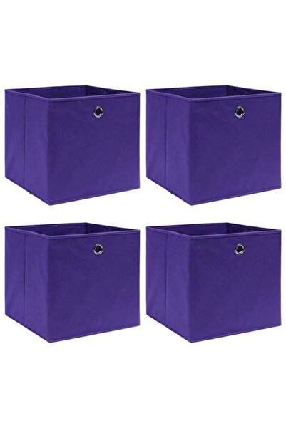 vidaxl Cutii de depozitare 4 buc. violet, 28 x 28 x 28 cm, material nețesut