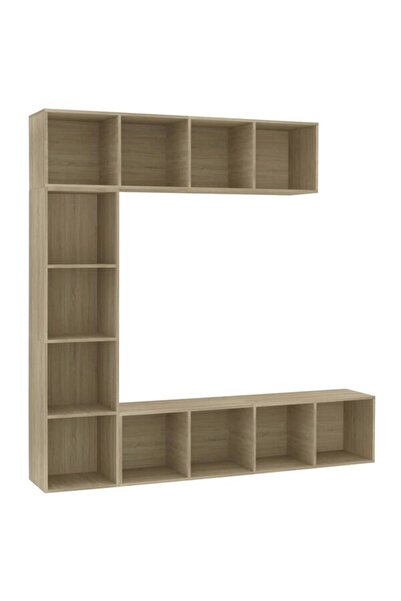 vidaxl Bibliotecă / Comodă TV, 3 piese, stejar Sonoma, 180 x 30 x 180 cm