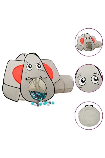 vidaxl Cort de joacă elefant pentru copii, 250 de mingi, gri, 174 x 86 x 101 cm