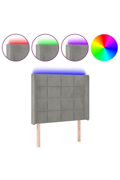 vidaxl Tăblie de pat cu LED, gri deschis, 93x16x118/128 cm, catifea