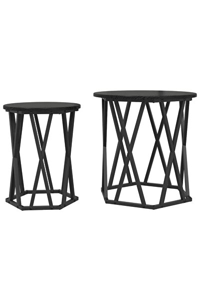vidaxl Masă de cafea 2 pcs Stejar Negru Lemn ingineresc și oțel