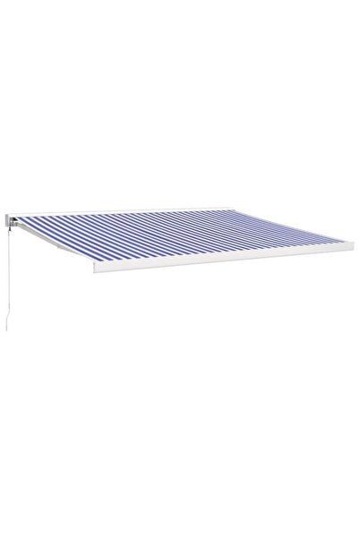vidaxl Copertină retractabilă albastru/alb, 4 x 3 m, textil/aluminiu
