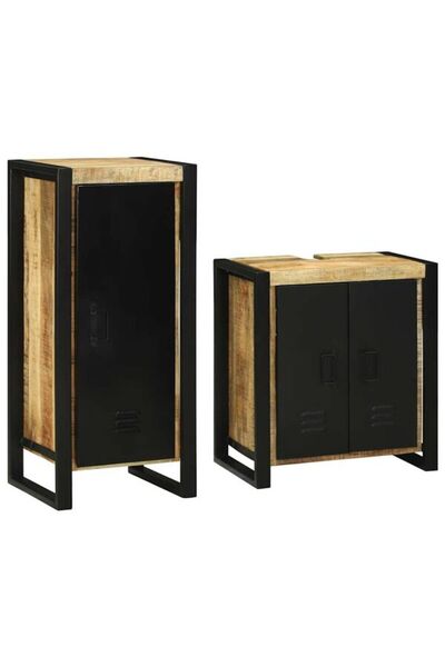 vidaxl Set mobilier baie 2 piese Maro Lemn masiv de mango