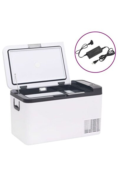 vidaxl Ladă frigorifică cu mâner și adaptor, negru-alb, 18 L, PP și PE