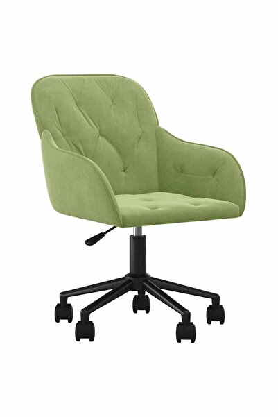 vidaxl Scaun de birou pivotant, verde deschis, catifea