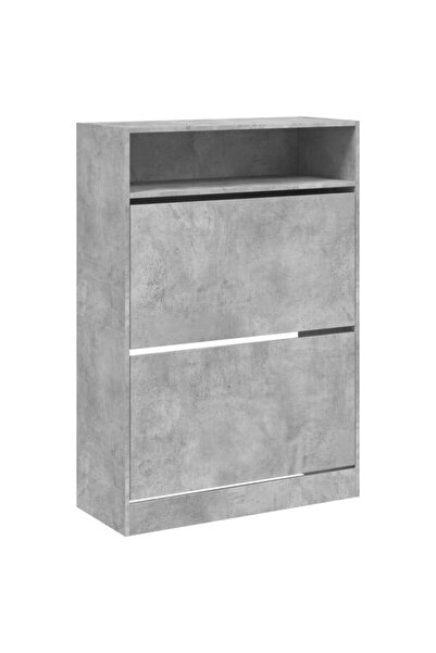 vidaxl Pantofar cu 2 sertare rabatabile, gri beton, 80 x 34 x 116 cm