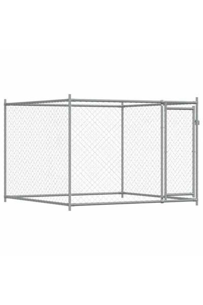 vidaxl Cușcă pentru câini cu ușă, Gri, 2 x 2 x 1.5 m, Oțel galvanizat