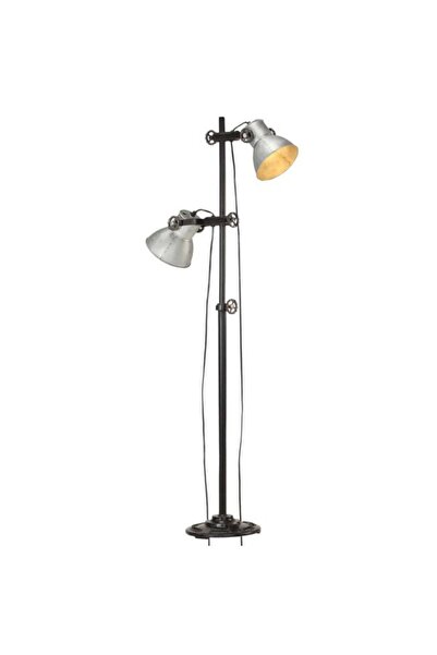 vidaxl Lampadar cu 2 abajururi, argintiu, E 27, fontă