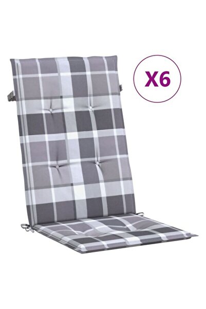 vidaxl Perne pentru scaune cu spătar înalt, 6 bucăți. textil în carouri gri 1...