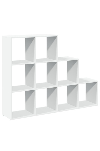 vidaxl Bibliotecă/separator 3 niveluri, alb, 137,5x29x103,5 cm lemn