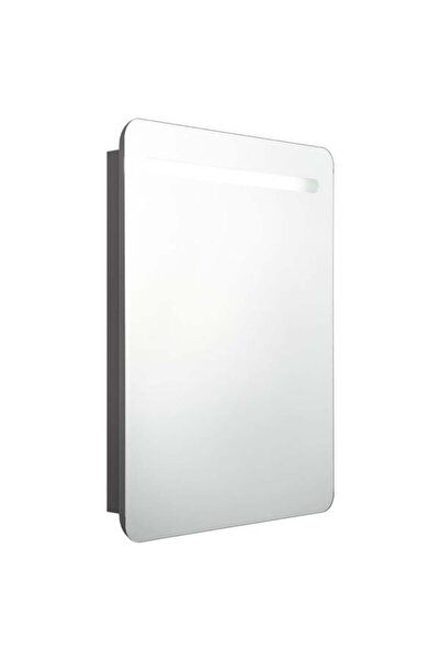 vidaxl Dulap de baie cu oglindă și LED, gri, 60 x 11 x 80 cm