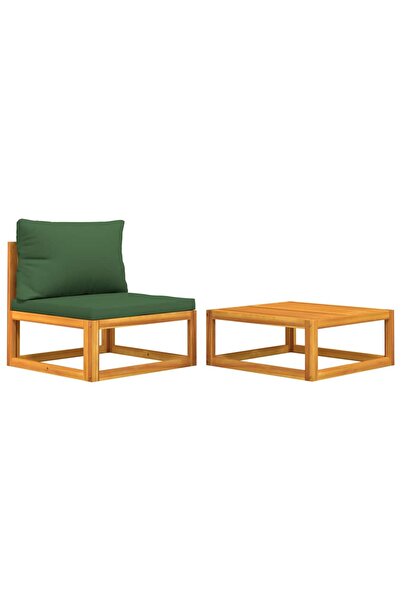 vidaxl Set canapea de grădină, 2 piese, cu perne, lemn masiv de acacia