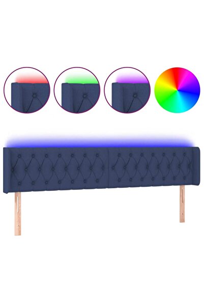 vidaxl Tăblie de pat cu LED, albastru, 203x16x78/88 cm, textil