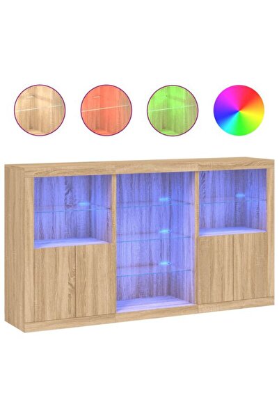 vidaxl Comodă cu lumini LED, stejar Sonoma, 181,5 x 37 x 100 cm
