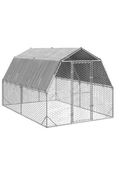 vidaxl Coteț de găini cu acoperiș 2.5 x 4 x 2.25 m din oțel galvanizat