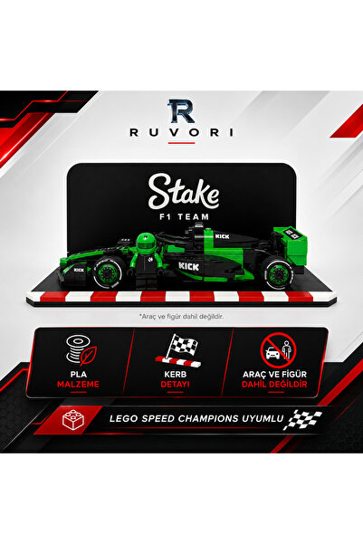 RUVORI Lego Speed Champions F1 Araç Sergileme Standı - Haas Takım Dekoru
