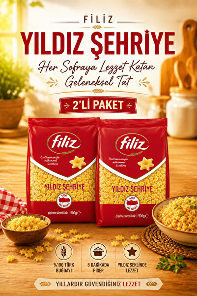 FİLİZ Yıldız Şehriye 500 g x 2 Adet Geleneksel Lezzet | Güven Bitkisel