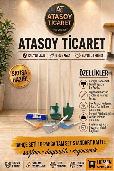 AtasoyTicaret Bahçe Seti 16 Parça Tam Set Standart Kalite