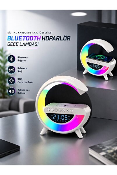 VERAH Bluetooth Hoparlör 15W Kablosuz Hızlı Şarj LED Gece Lambası - VERAH1799...