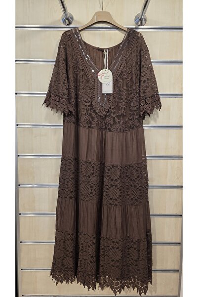 Park Moda Italian Lace Silk Dress with Sequin Detail