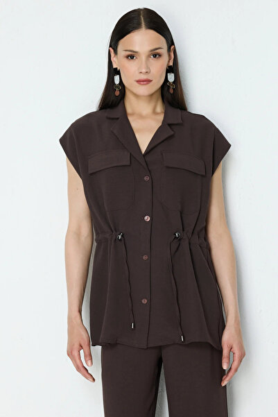 On Fashion On Beli Lace-Up Vest with Cover Pockets-76950