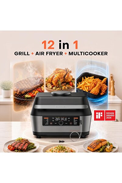 Nutricook 3-in-1 Grill, Air Fryer and Multi-Cooker - Smart Thermometer, 6 Coo...