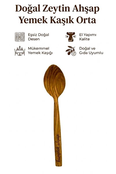 kamptek kamp teknolojisi Kamptek Natural Olive Wood Dinner Spoon Medium Size ...