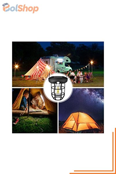 BolShop Solar Kamp Feneri – Güneş Enerjili, Otomatik Şarj ve Gece Işığı, Taşı...