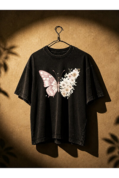 Pink Sky Μπλουζάκι Unisex Oversize με εφέ ξεβαμμένου υφάσματος, Vintage Stree...