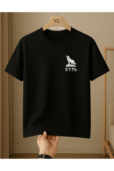 VİVA LORA Turkish Bozkurt Printed Unisex Regular 100% Cotton Crewneck T-Shirt