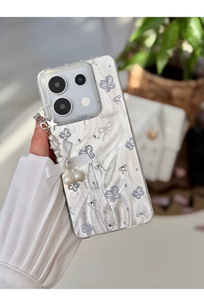 Go Aksesuar Xiaomi Redmi Note 13 Pro 5g Uyumlu Charm İNCİ KURDELE Tasarımlı Silikon Kılıf