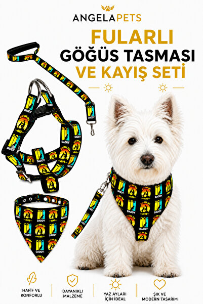 Angelapets Adjustable Scarf, Chest Harness and Travel Strap Set of 3