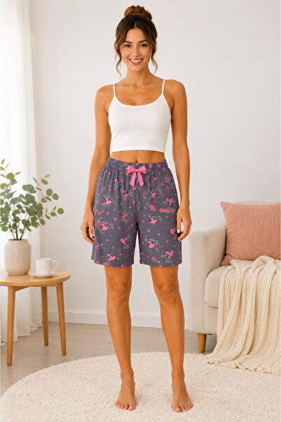 Melff Women's Bamboo Viscose Patterned Bermuda Shorts Pajama Bottoms Home Wea...