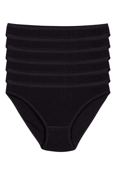 YILDIZ Ribana Women's Bikini Panties Black 100% Cotton 6-Pack
