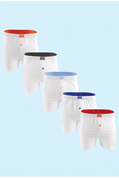 Ceylanoğlu %100 PAMUK BEYAZ HAVLU BEL ERKEK BOXER 5'Lİ EKO PAKET 032