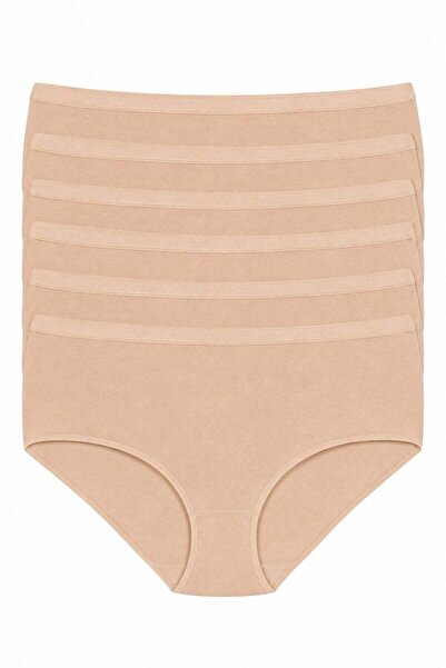 YILDIZ Bamboo Belted Bato Women's High Waist Panties Skin Color 6 Pack