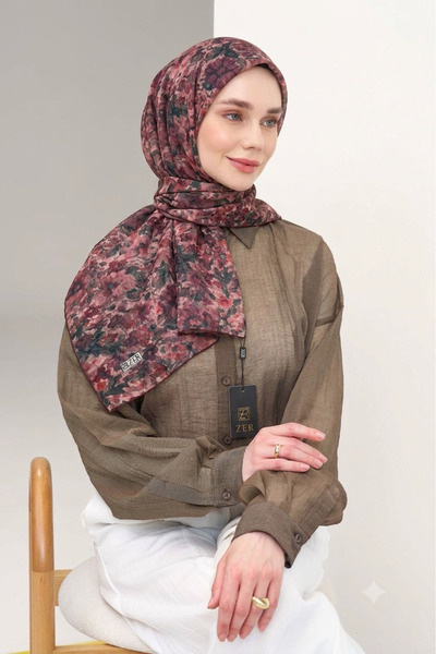 ZER وشاح من القطن العضوي والفسكوز بتصميم خاص، خفيف الوزن وأنيق بنقشة الزهور