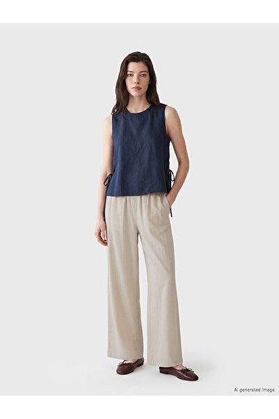 LC Waikiki Nevavm Women's Linen Blend Trousers with Elastic Waist