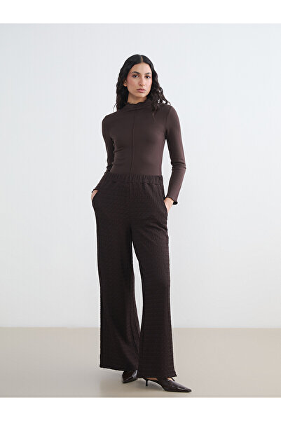 LC Waikiki Nevavm Textured Women's Trousers with Elastic Waist