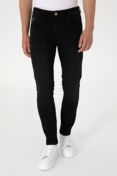 U.S. Polo Assn. ERKEK DOKUMA KUMAŞ ESNEK SLİM FİT SİYAH DENİM PANTOLON